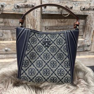 Tory Burch Blue and Tan Shoulder Bag